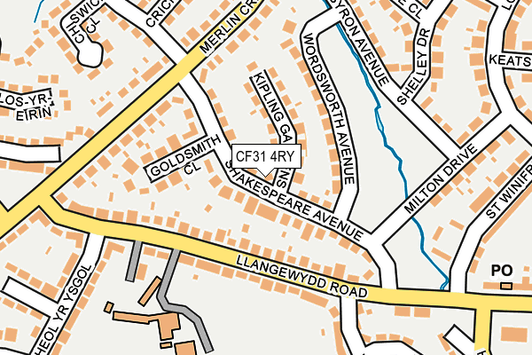 CF31 4RY map - OS OpenMap – Local (Ordnance Survey)