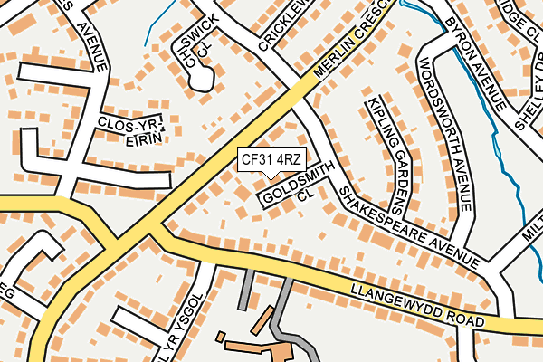 CF31 4RZ map - OS OpenMap – Local (Ordnance Survey)
