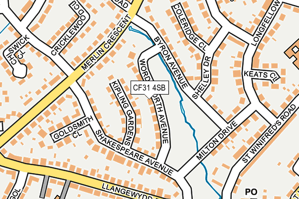 CF31 4SB map - OS OpenMap – Local (Ordnance Survey)