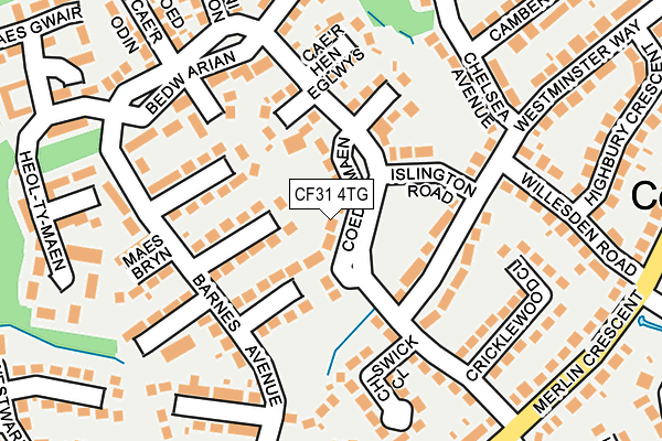 CF31 4TG map - OS OpenMap – Local (Ordnance Survey)