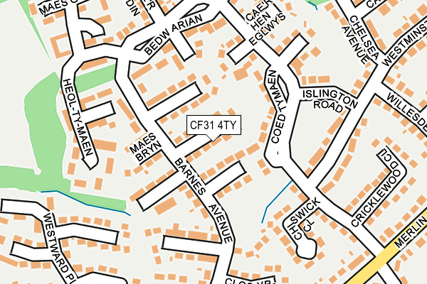 CF31 4TY map - OS OpenMap – Local (Ordnance Survey)