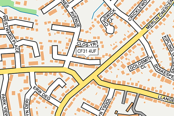 CF31 4UF map - OS OpenMap – Local (Ordnance Survey)