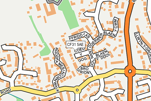 CF31 5AE map - OS OpenMap – Local (Ordnance Survey)