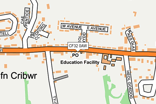 CF32 0AW map - OS OpenMap – Local (Ordnance Survey)