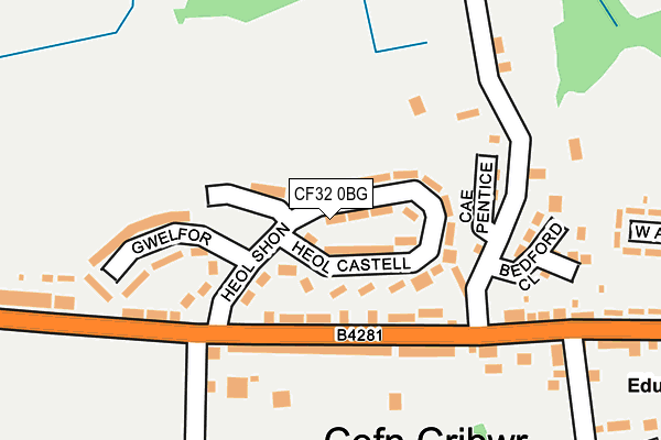 CF32 0BG map - OS OpenMap – Local (Ordnance Survey)