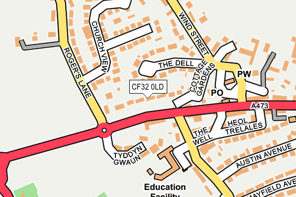CF32 0LD map - OS OpenMap – Local (Ordnance Survey)