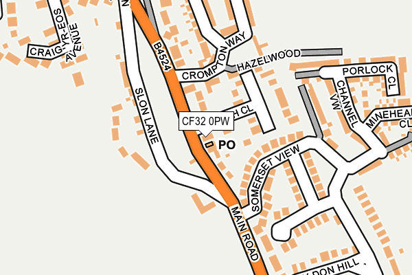 CF32 0PW map - OS OpenMap – Local (Ordnance Survey)