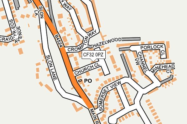 CF32 0PZ map - OS OpenMap – Local (Ordnance Survey)
