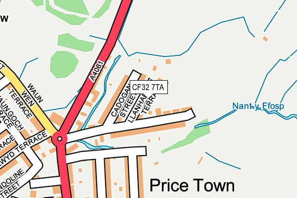 CF32 7TA map - OS OpenMap – Local (Ordnance Survey)