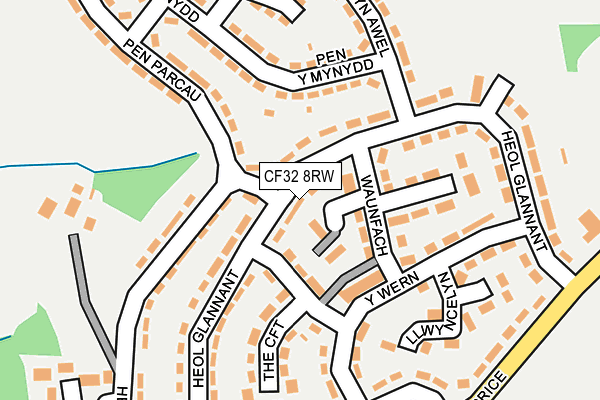 CF32 8RW map - OS OpenMap – Local (Ordnance Survey)
