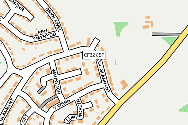 CF32 8SF map - OS OpenMap – Local (Ordnance Survey)
