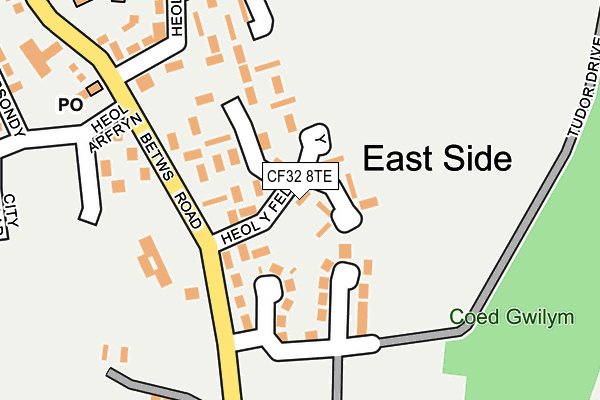 CF32 8TE map - OS OpenMap – Local (Ordnance Survey)