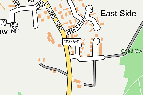 CF32 8YD map - OS OpenMap – Local (Ordnance Survey)