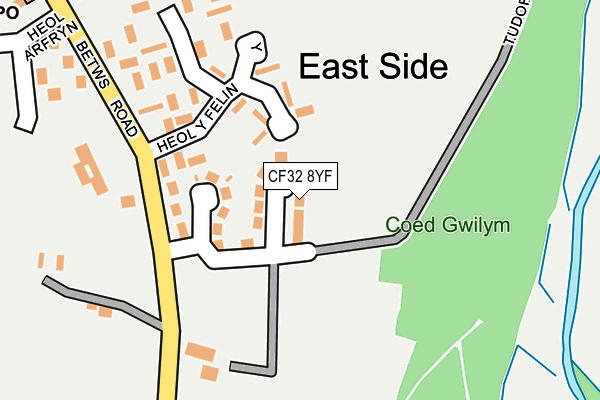 CF32 8YF map - OS OpenMap – Local (Ordnance Survey)