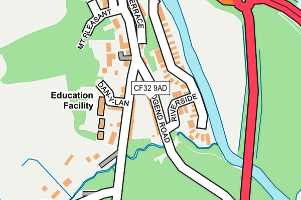 CF32 9AD map - OS OpenMap – Local (Ordnance Survey)