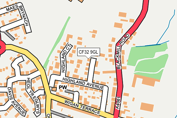 CF32 9GL map - OS OpenMap – Local (Ordnance Survey)
