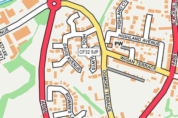 CF32 9JP map - OS OpenMap – Local (Ordnance Survey)
