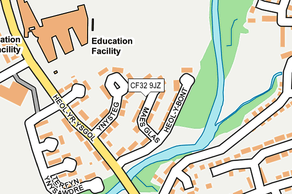 CF32 9JZ map - OS OpenMap – Local (Ordnance Survey)