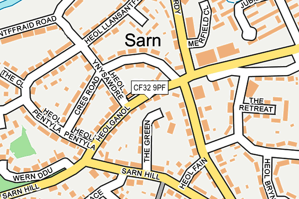 CF32 9PF map - OS OpenMap – Local (Ordnance Survey)