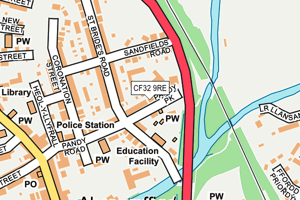 CF32 9RE map - OS OpenMap – Local (Ordnance Survey)
