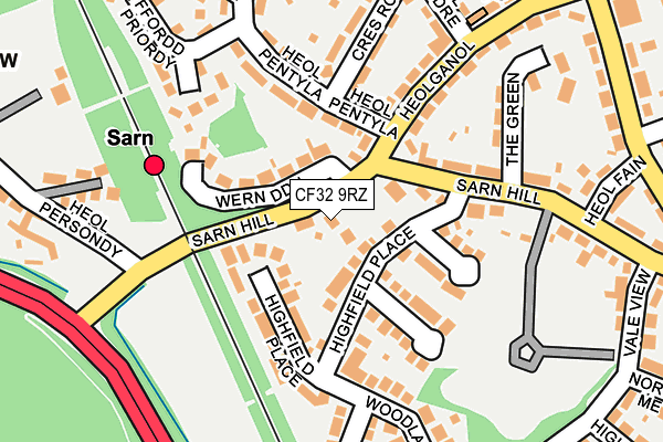 CF32 9RZ map - OS OpenMap – Local (Ordnance Survey)