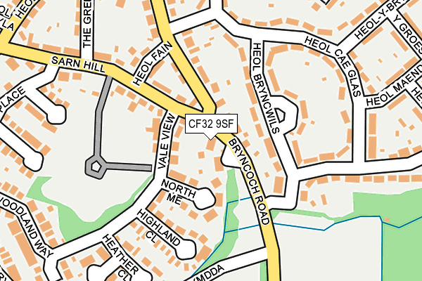 CF32 9SF map - OS OpenMap – Local (Ordnance Survey)