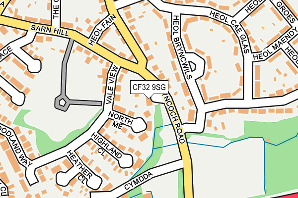CF32 9SG map - OS OpenMap – Local (Ordnance Survey)