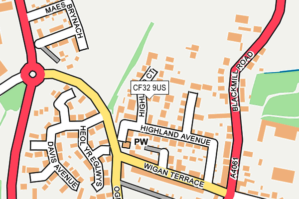 CF32 9US map - OS OpenMap – Local (Ordnance Survey)