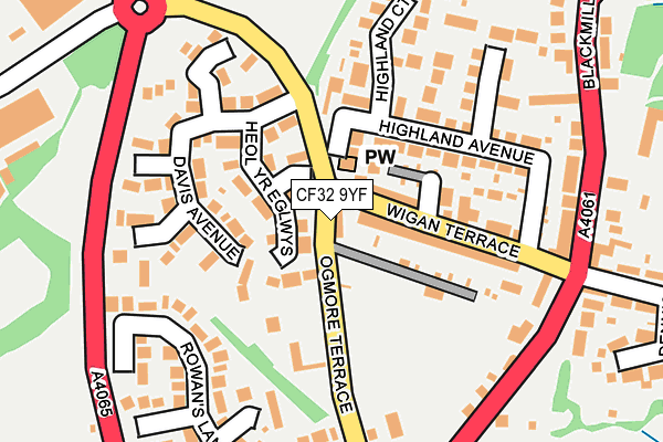 CF32 9YF map - OS OpenMap – Local (Ordnance Survey)