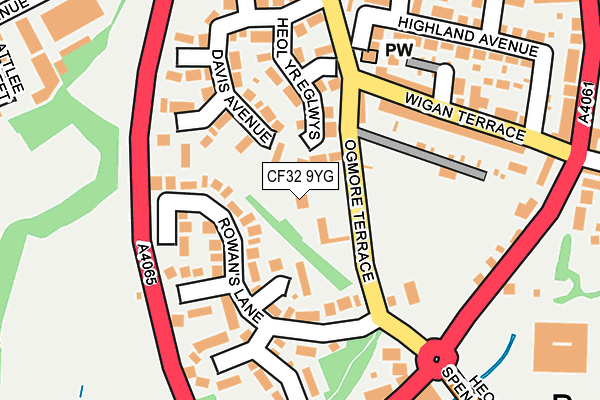 CF32 9YG map - OS OpenMap – Local (Ordnance Survey)