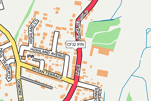 CF32 9YN map - OS OpenMap – Local (Ordnance Survey)