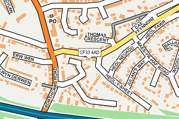 CF33 4AD map - OS OpenMap – Local (Ordnance Survey)