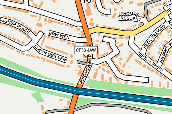 CF33 4AW map - OS OpenMap – Local (Ordnance Survey)