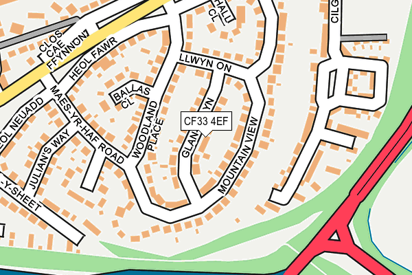 CF33 4EF map - OS OpenMap – Local (Ordnance Survey)