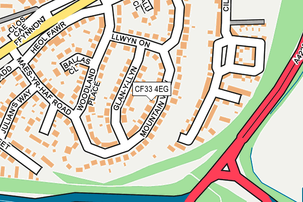 CF33 4EG map - OS OpenMap – Local (Ordnance Survey)