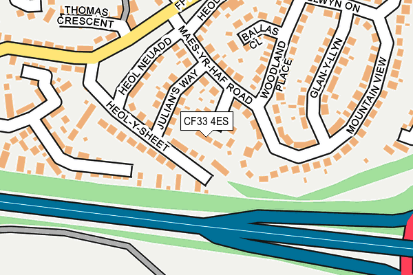 CF33 4ES map - OS OpenMap – Local (Ordnance Survey)