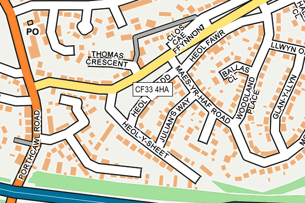 CF33 4HA map - OS OpenMap – Local (Ordnance Survey)
