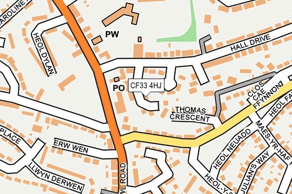 CF33 4HJ map - OS OpenMap – Local (Ordnance Survey)