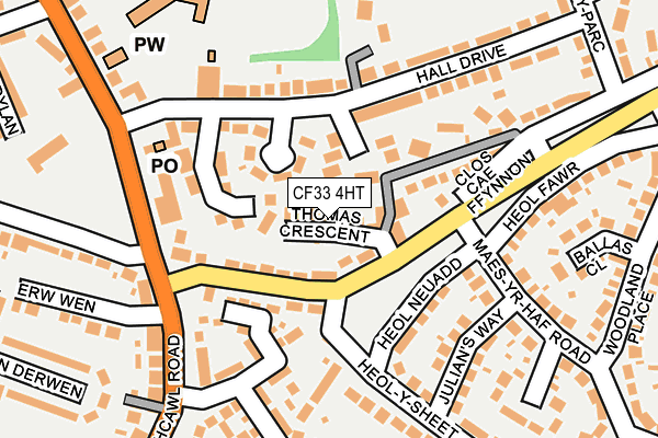 CF33 4HT map - OS OpenMap – Local (Ordnance Survey)