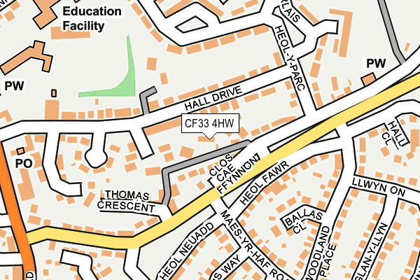 CF33 4HW map - OS OpenMap – Local (Ordnance Survey)