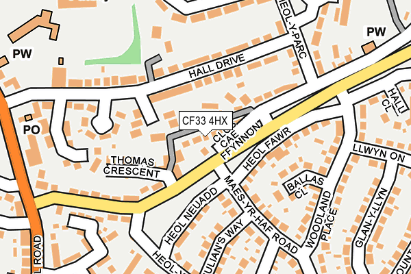 CF33 4HX map - OS OpenMap – Local (Ordnance Survey)