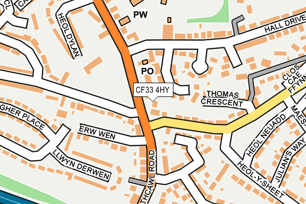 CF33 4HY map - OS OpenMap – Local (Ordnance Survey)