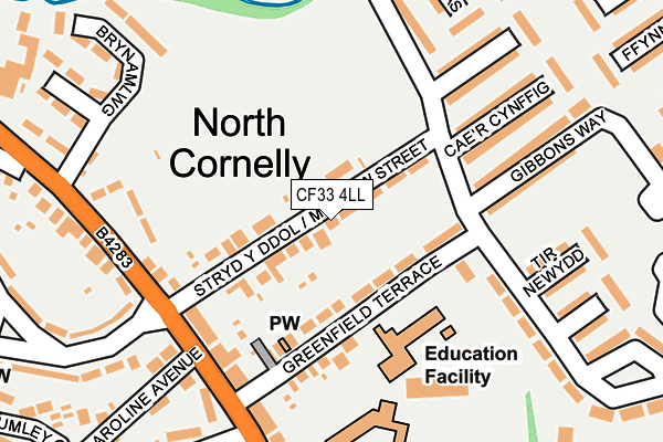 CF33 4LL map - OS OpenMap – Local (Ordnance Survey)