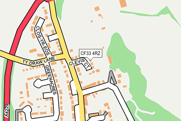 CF33 4RZ map - OS OpenMap – Local (Ordnance Survey)