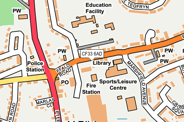 CF33 6AD map - OS OpenMap – Local (Ordnance Survey)