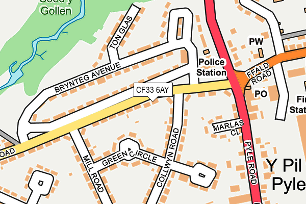 CF33 6AY map - OS OpenMap – Local (Ordnance Survey)