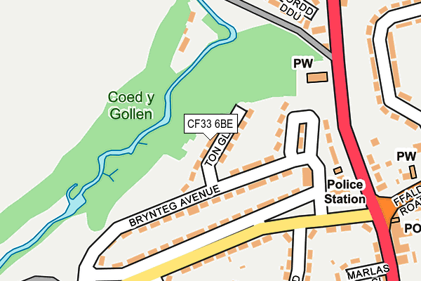 CF33 6BE map - OS OpenMap – Local (Ordnance Survey)