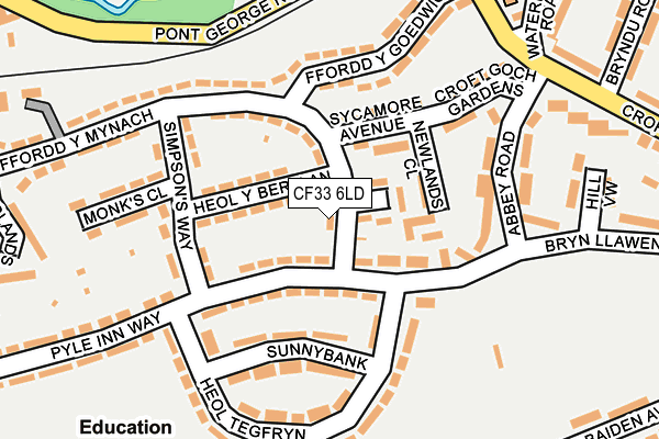 CF33 6LD map - OS OpenMap – Local (Ordnance Survey)