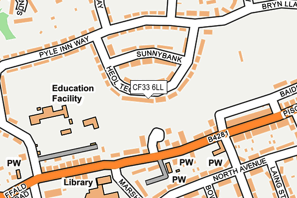 CF33 6LL map - OS OpenMap – Local (Ordnance Survey)