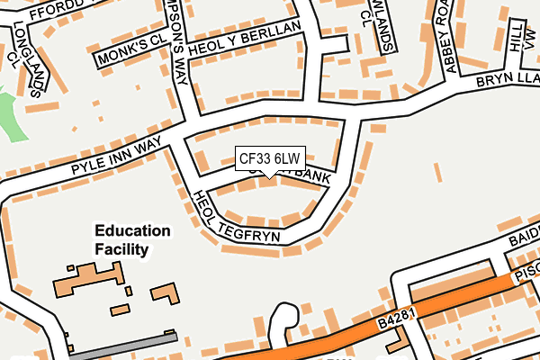CF33 6LW map - OS OpenMap – Local (Ordnance Survey)